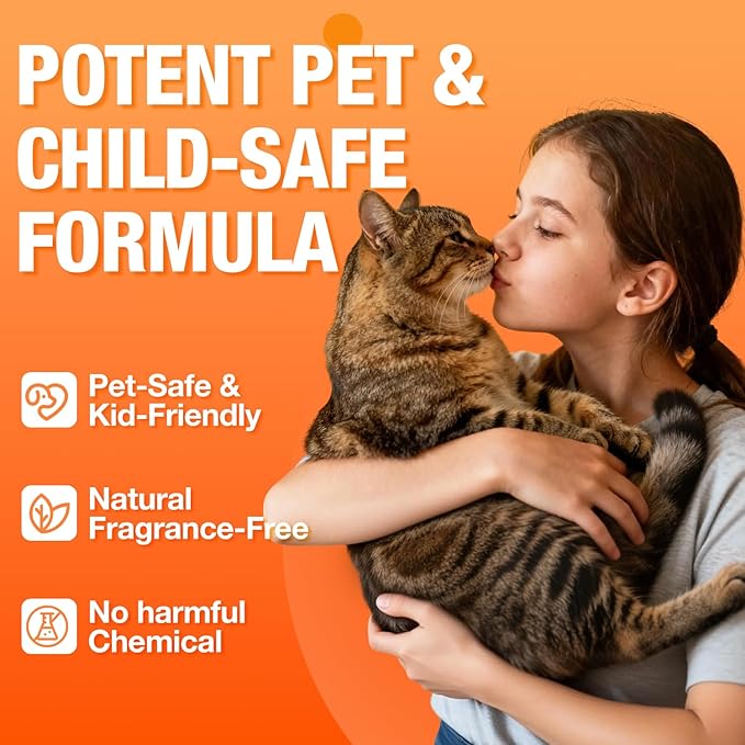 Pet Odor Eliminator, Odor Remover and Pet Spray Fragrance Free Colorless 16.9oz Spray, Safe Highly Effective Carpet and Cat Litter Deodorizer for Dogs and Cats
