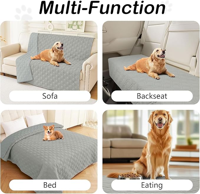 hyha Waterproof Dog Bed Blanket, Soft Pet Blankets, Waterproof Couch Cover for Dogs, Reversible Sofa Covers Washable for Furniture (52x82 Inch, Grey/Grey)