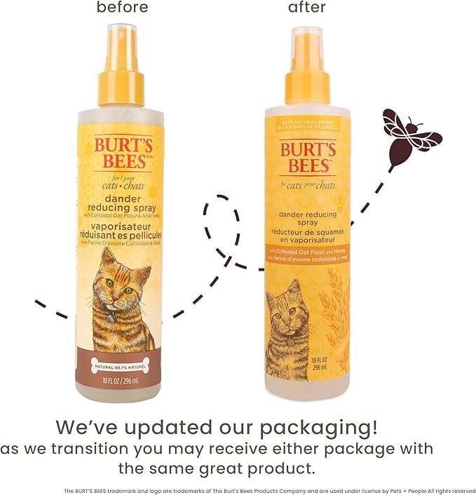 Burt's Bees for Pets Dander Reducing Cat Spray with Colloidal Oat Flour and Honey - Cat Dander Remover Gives Dry Skin Relief for Cats, Essential Kitten Supplies for Allergy Relief, 10 Fl Oz - 2 Pack