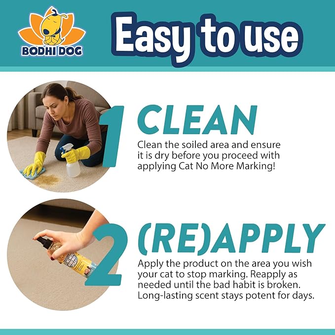 Bodhi Dog Cat No More Marking! Spray - Indoors & Outdoors Cat Urination Deterrent - Neutralizes Strong Odors from Marking - Pet-Safe Formula for Everyday Use - Made in USA (8 Fl Oz)