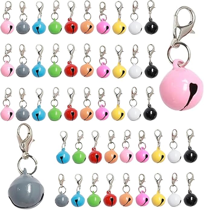 50 PACK Pet Bells for Cat Dog, Round Bell with Loud Crisp Sound Multicolor Cat Dog Collar Charm Pet Pendant Accessories Jingle Bell for Christmas Decoration