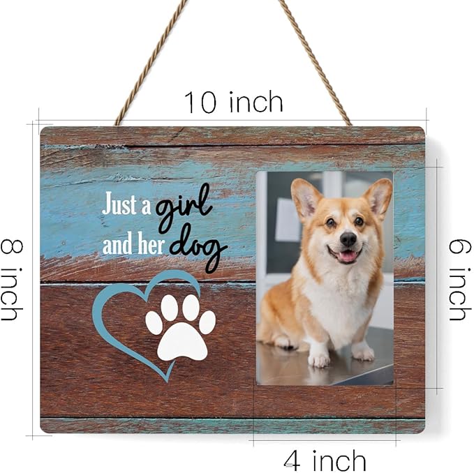 IAXIC Dog Mom Gifts Photo Frame Dog Lovers Gifts for Women Friendship Birthday Christmas for Friends Sisters BFF Daughter Rustic Wooden Picture Frames