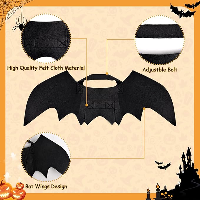 Halloween Cats Costumes Wings & Mask - Kittens Only Cat Bat Masks Small Pet Costume Decoration Clothes Accessories, Pets Harness Supplies Cute Outfit Apparel, Black Funny Cosplay Outfits for Party