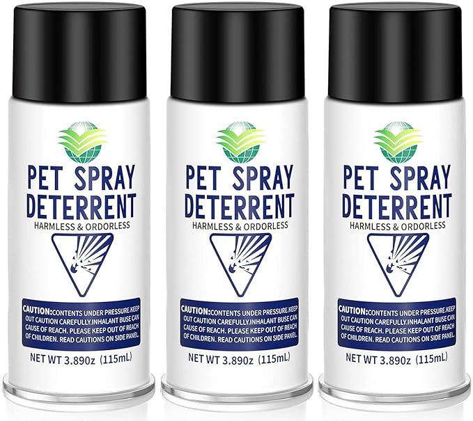 Cat Deterrent Spray Refill, Pet Spray Deterrent System, Motion Activated Cat System, Cat & Dog Odorless & Indoor, Up to 3 Feet Away, Pet Deterrent Spray Refill 3 Pack 11.67Oz