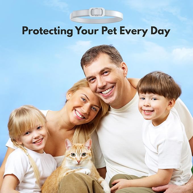 Natural Flea and Tick Collar for Cats – 4 Pack, Long-Lasting Protection, Waterproof, Adjustable Size for Kittens and Adult Cats