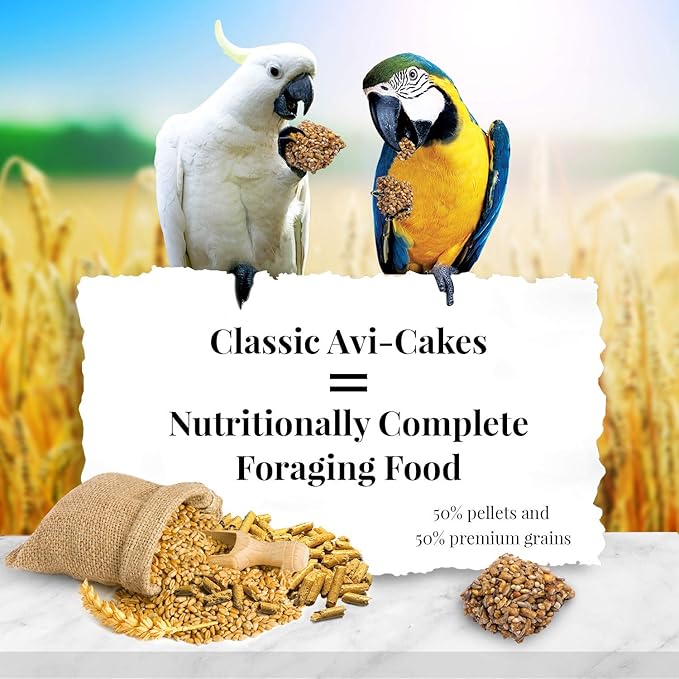 LAFEBER'S Classic Avi-Cakes Pet Bird Food, Made with Non-GMO and Human-Grade Ingredients, for Macaws & Cockatoos, 20 lb