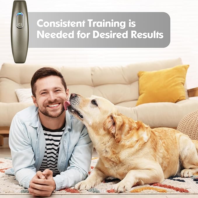 Ultrasonic Dog Barking Deterrent, 2 in 1 Dog Training and Bark Control Device, Anti-Barking Device, Dog Silencer, Ultrasonic Dog Whistle, Indoor&Outdoor, up to 16.4 Ft Large Control Range(Brown)