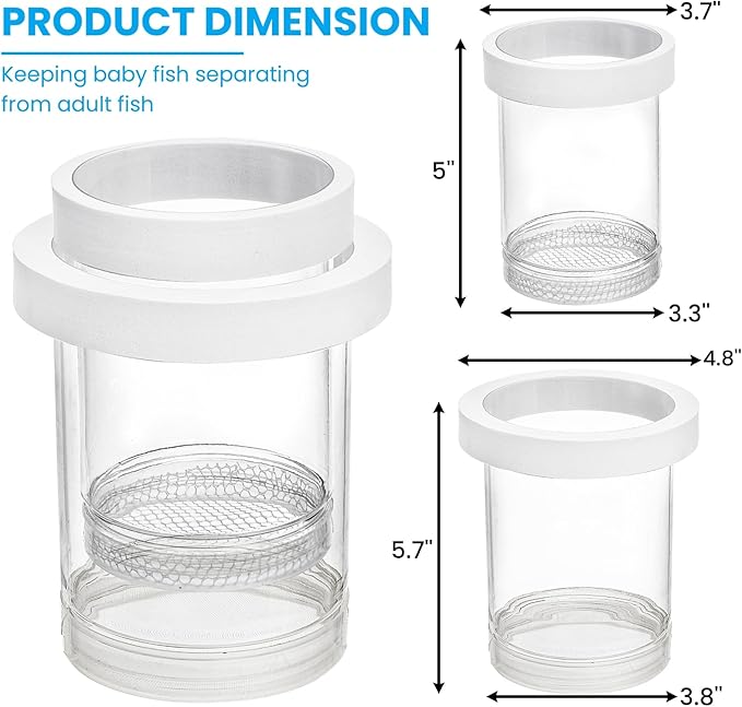 2 Pieces Breeder Box for Fish Tank, Floating Plastic Aquarium Isolation Box, Mesh Fish Nursery Separator Tank Hatchery Incubator for Shrimp, Betta, Clownfish, Guppy, Large 2-Piece Set