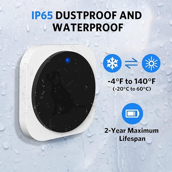 Dog Door Bell for Potty Training, Wireless Doggie Doorbell to Go Outside, Operating at 1000 Feet with Super-Light Touch Button, CD Quality Sound & 4 Notification Modes