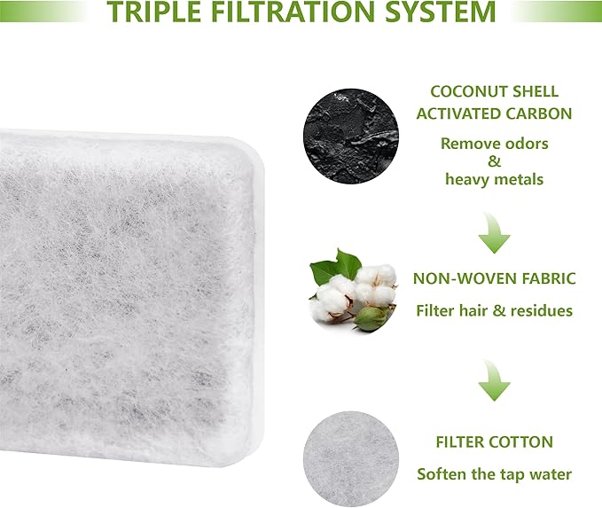 Pet Water Fountain Charcoal Replacement Filters Compatible with Petmate Replendish Mason Gravity Waterers, Automatic Cat Dog Water Bowl Dispenser Filters Replacement(12 Pack)