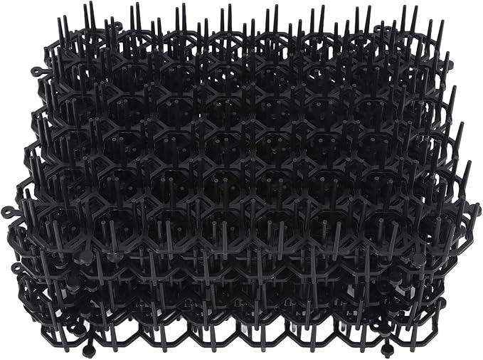 12Pcs Cat Repellent Deterrent Outdoor Scat Mat, Cat Scat Mat with Spikes, Cat Repellent Outdoor Mat, Prickle Strips Digging Cat Deterrent Outdoor, Plastic Spike Mat for Keeping Away Cats Dogs