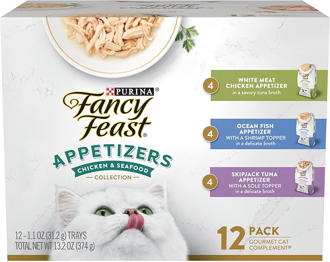 Fancy Feast Lickable Appetizers Grain Free Wet Cat Food Variety Pack - (2 Packs of 12) 1.1 oz. Trays