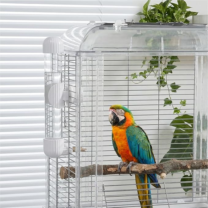 Bird Water Dispenser 7.4 Fl Oz No Mess Spring Valve Cage Water Drinker, 220ml Automatic Clear Parrot Bird Waters Feeder Birds Waters Bowl for Parakeets Cockatiels Budgies Lovebirds Cage Accessories