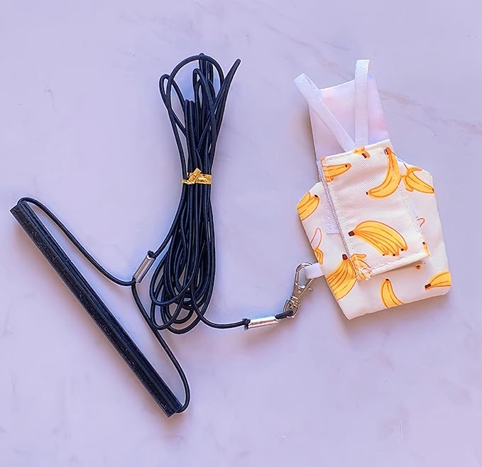 2 Pcs Bird Diapers Bird Harness Flight Suits Diapers with 80 Inch Flying Leash Reusable Parrot Nappy with Waterproof Inner Layer for Cockatiel Budgie Conure Parakeet Lovebird-Kiwi&Banana