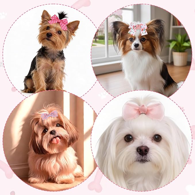 10PCS Dog Hair Bows Dog Bows for Small Size Dogs Cute Dogs Hair Bow with Rubber Bands for Cat Puppy Small Pet