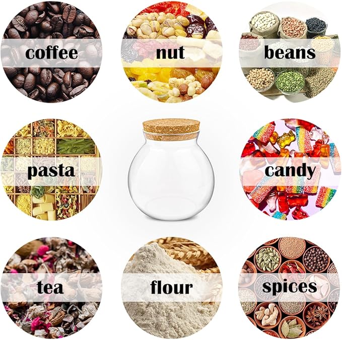 DOERDO Clear Glass Jar with Lid, Airtight Food Storage Containers for Canning, Cereal, Sugar, Beans, Spice, Coffee, Tea, 34oz/1000ml