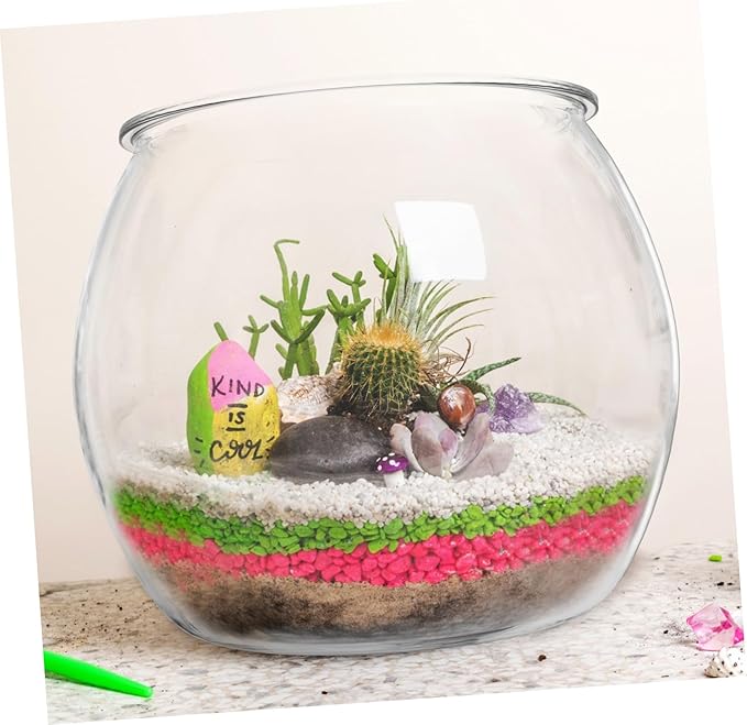Fish Tank Plastic Fish Bowl Round Fish Bowl Transparent Small Aquarium -Falling for Betta Fish, Goldfish, Candy, Party Favors Bubble Bowl