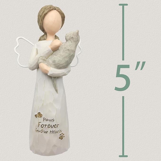Memorial Gift for Loss of Cat - Sympathy Gift in Memory of Passing Away Pet - Resin Angel Figurine for Cat Mom and Lovers
