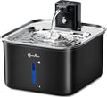DownyPaws Cat Water Fountain Stainless Steel Wireless, 101 oz/3L FurSink Cordless Water Fountain for Cats, Battery Operated Cat Fountains for Drinking with Motion Sensor, Easy Clean, Black