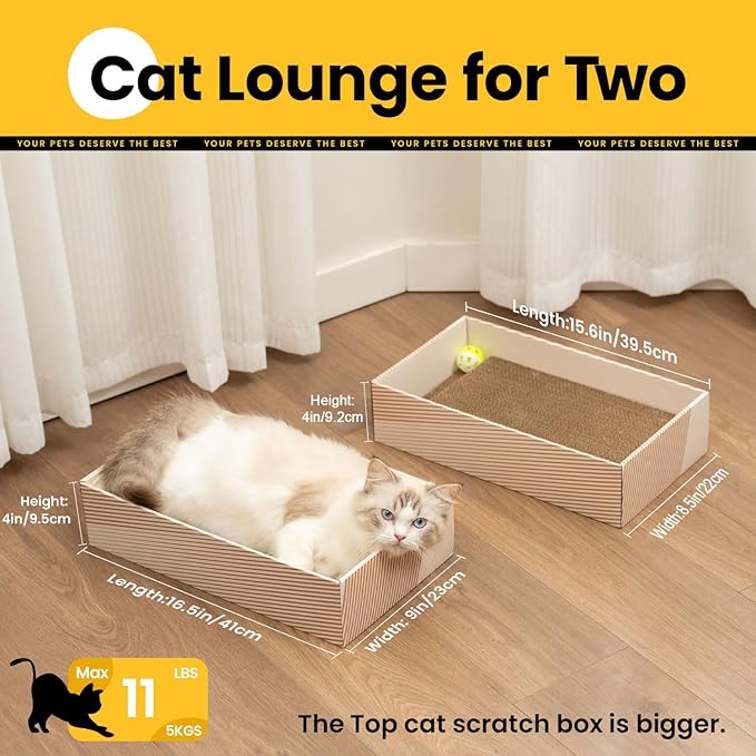 Cat Scratcher Box with 4 Scratching Pads&2 Separate Cardboard Boxes,2-in-1 Cardboard Cat Scratch for Multiple Kitten Interactive Play,Gradient(Ball & Fish Catnip Toy Included)