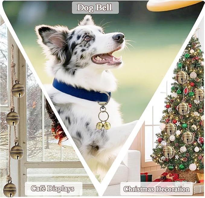 Copper Dog Bells for Collars with Quick-Release Clasp - Audible Safety Trackers for Medium to Large Dogs, Outdoor Collar Accessories(Glossy Bronze)