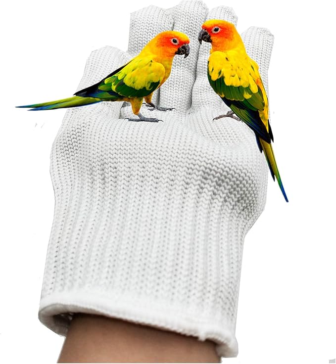 alfyng Bird Training Anti-Bite Parrot Chewing Protective Gloves, Small Animal Handling Gloves for Parrotlets Cockatiels Finch Macaw (1 Pair White)