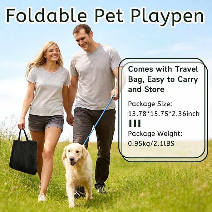 Dog Playpen,Pet Playpen,Foldable Puppy Cat Playpen, Dog Playpen for Indoor Dogs Enclosed, Outdoor Travel Camping Use, Dog Kennel Tent Crate for Rabbit Small Animals with Carrying Case (Grey, L)