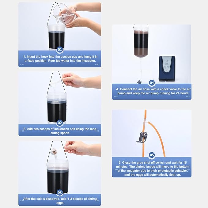 Fockety Brine Shrimp Eggs Incubator, Hatchery Artemia Eggs Hatchery Kit with Regulating Valve, Fish Hatch Tool for Aquarium Brine Shrimp Eggs, Brine Shrimp Eggs Hatcher