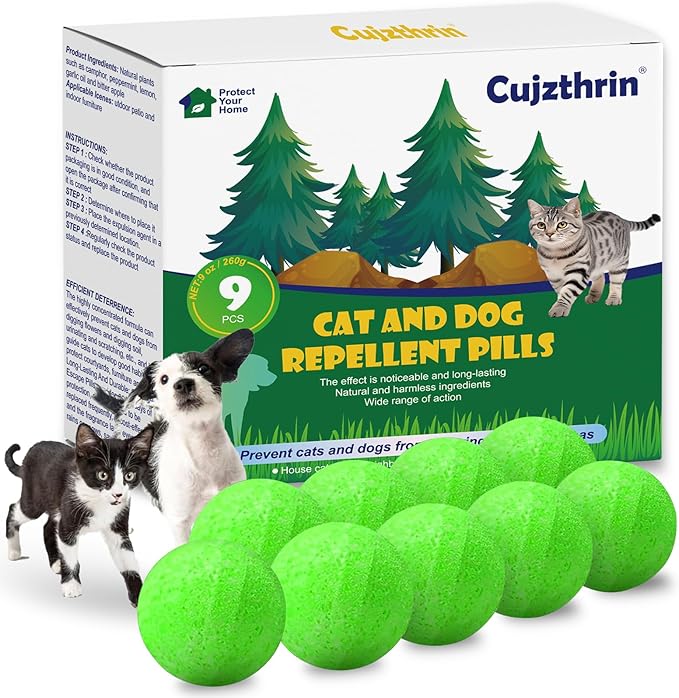 Natural Peppermint Cat & Dog Repellent, 9 Pack – Plant-Based Formula, Safe for Pets & Kids, 6-Month Protection, Indoor & Outdoor Use for Yard, Garden, Furniture