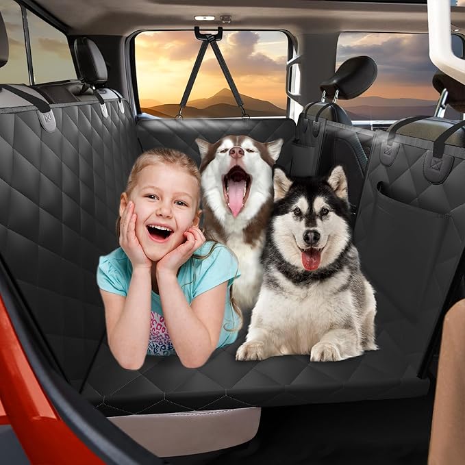 Back Seat Extender for Dogs Truck-Large Space, Dog Pet Seat Cover Back Seat Hard Bottom Holds 420lbs, Waterproof Dog Hammock for Crew Cab Trucks F150, RAM1500, Sierra, Tundra, Silverado
