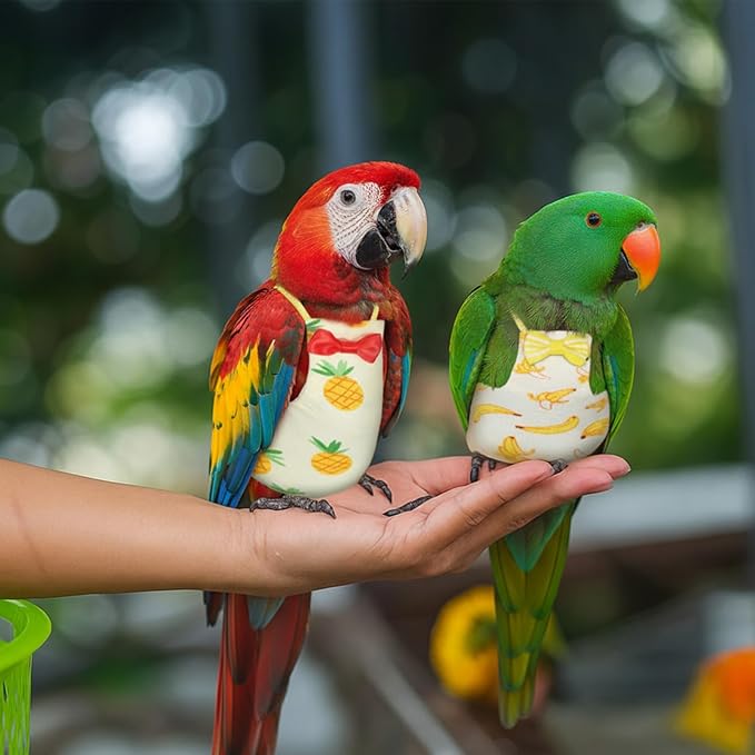 3Pcs Bird Diaper, Washable Bird Diaper, Reusable Flight Suit with Waterproof Inner for Pet Birds, Cute Diapers for Parrots Conure Cockatiel