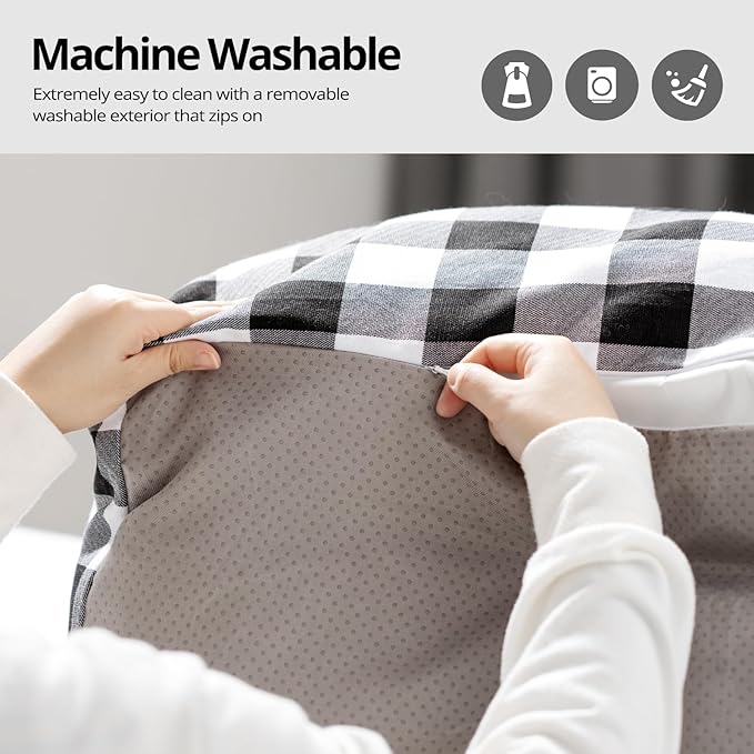 MEWOOFUN Pet Sofa Bed for Medium Pets, Cat Couch With 261913 Inch Removable Washable Cover, Nonskid Bottom Puppy Couch up to 25 lbs (Black & White)