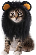 Qiansail Lion Mane Wig for Cats, Funny Bunny Ears Cute Dog Hats Cat Apparel Costume Pet Clothing Accessories for Halloween Cosplay Party