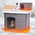 Feral Dog House Outdoor,Anti Bite Iron Frame Dog Kennel,Wood Warm Pets Home,Insulated Weatherproof Outside Shelter for Feral Animal (43.3" (L) x 29.4" (W) x 33.4" (H)-Grey-in)