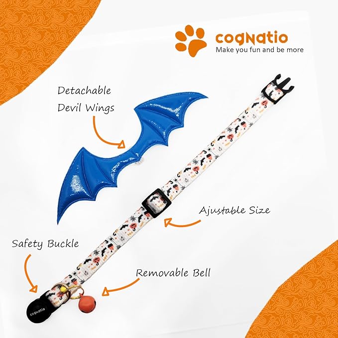 2 Pack Breakaway cat Collars with Bell,Safety Quick Release Pendant Cute Kitten Collar,Adjustable 20-30cm (White, 20-30cm)