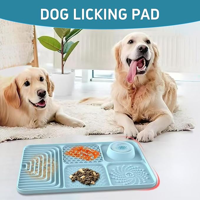 Slow Feeder Pet Licking Mat for Dogs & Cats - Food-Grade Silicone Non-Slip Pad, BPA-Free, Easy to Clean for Grooming & Bath Time