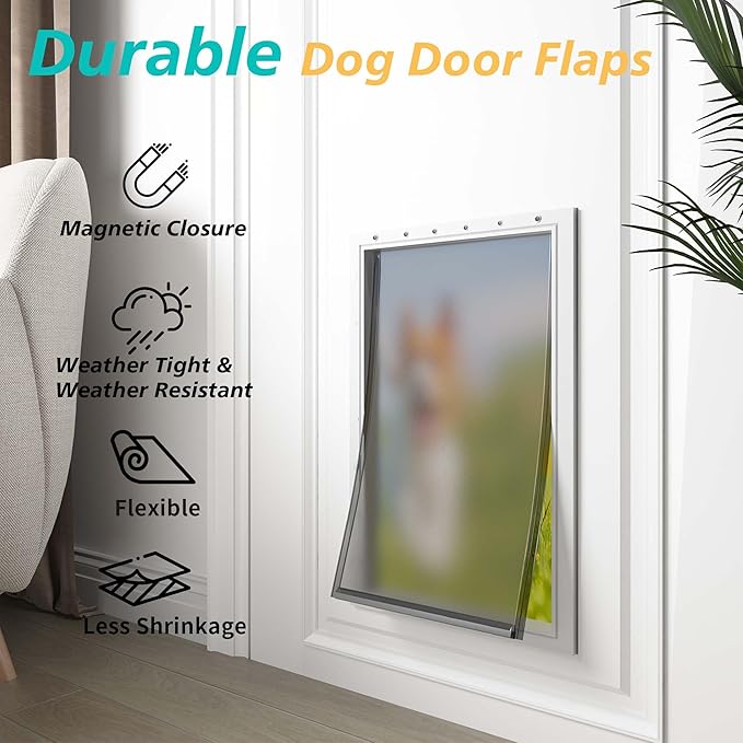 2PACK Extra Large Dog Door Replacement Flaps with Screws - Pet Door Replacement Flap Compatible with Petsafe Freedom Doggie Doors Replacement Flaps PAC11-11040 13 1/8" X 24 7/8", Flexible, No Warped