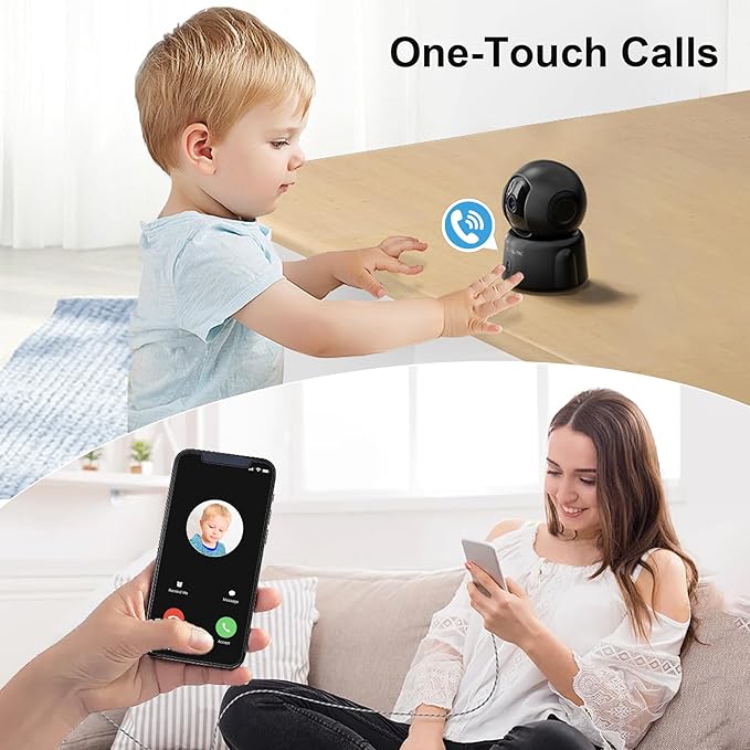 GOLSPARK 2K Indoor Security Camera for Baby Monitor, 2.4GHz WiFi 360 Pet Camera with Night Vision Motion Tracking Detection Two-Way Audio Sleep Mode SD Card Cloud Storage, Black