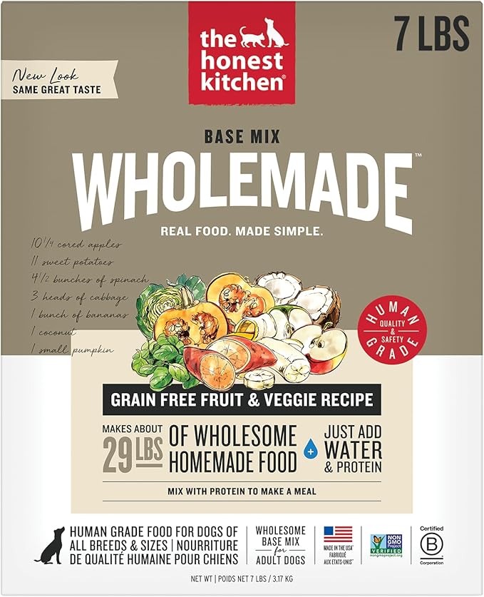 The Honest Kitchen Human Grade Wholemade™ Dehydrated Grain Free Fruit & Veggie Base Mix Dog Food (Just Add Protein), 7 lb Box