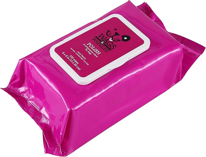 Wags & Wiggles Polish Multipurpose Wipes for Dogs, Very Berry Scent - Scented Dog Wipes Clean & Condition Your Dog's Coat Without A Bath, 100 Count