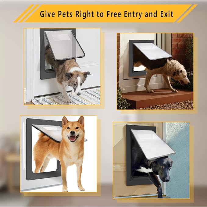 Large Dog Door, Magnetic Door for Pets up to 100 lb, 16.9" × 13.9" Doggie Door, Suitable for Interior & Exterior Doors