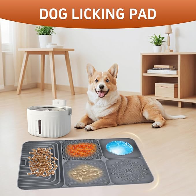 Slow Feeder Pet Licking Mat for Dogs & Cats - Food-Grade Silicone Non-Slip Pad, BPA-Free, Easy to Clean for Grooming & Bath Time
