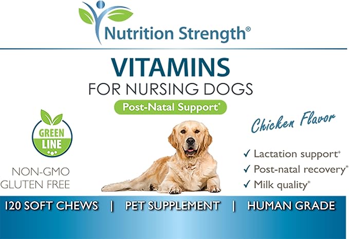 Vitamins for Nursing Dogs to Support Lactation and Post-Natal Recovery, Promote Milk Quality and Healthy Puppies with Calcium, Phosphorus, Magnesium and Zinc, 120 Soft Chews