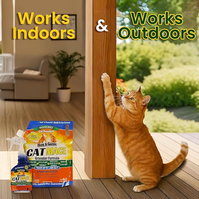 Nature's Mace Cat Repellent - 40 oz Ready-to-Use Deterrent Spray & 2.5 lb Granular Formula - Keeps Cats Away from Yards, Gardens, Plants, Homes - Indoor & Outdoor Spaces - Scratching, Marking, Digging