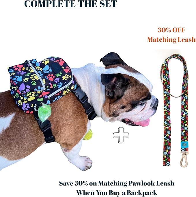 PawLook Dog Backpack to Wear with Chest Harness Self Carrier dogbag with Additional Pocket for Poop Bag Anti Slip Stylish Dog Bag for Your pet Street Smart Serie Pawsup Orange M