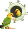Bird Mirror Toys for Cage,Parakeet Rotating Sound Wheel Toy,Budgie Training Colorful Interactive Chew Toys for Canaries Lovebirds Conures Cockatiels cage Accessories (2, Green)