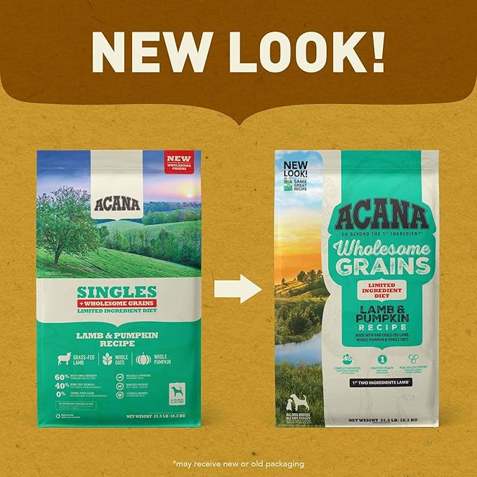 ACANA Wholesome Grains Dry Dog Food Limited Ingredient Lamb & Pumpkin Recipe 4lb Bag