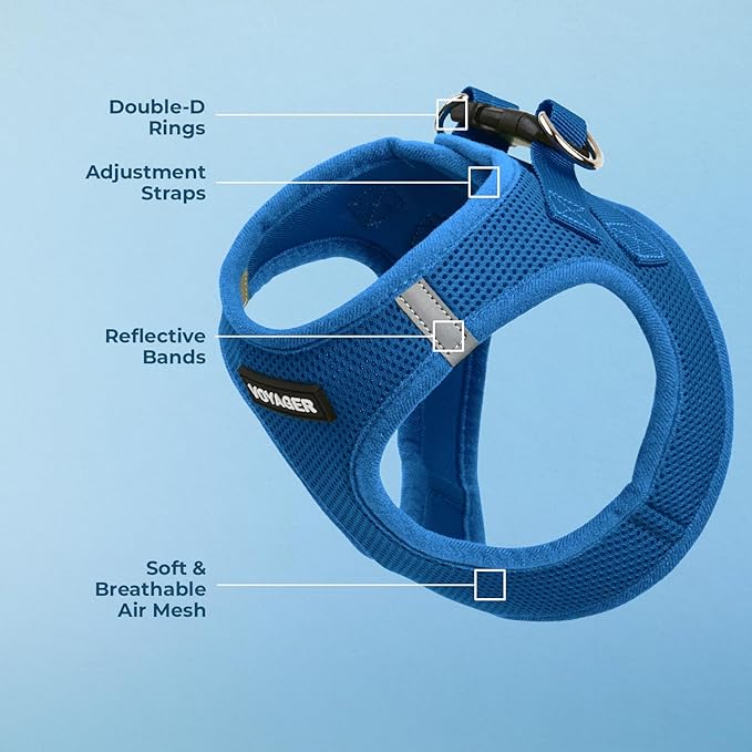 Best Pet Supplies Voyager Step-in Air Harness - All Weather Mesh, Reflective, No Pull Harness for Dogs, Cats - Secure with Hook & Loop Fastener, Buckle, Double D-Rings - Royal Blue, XL