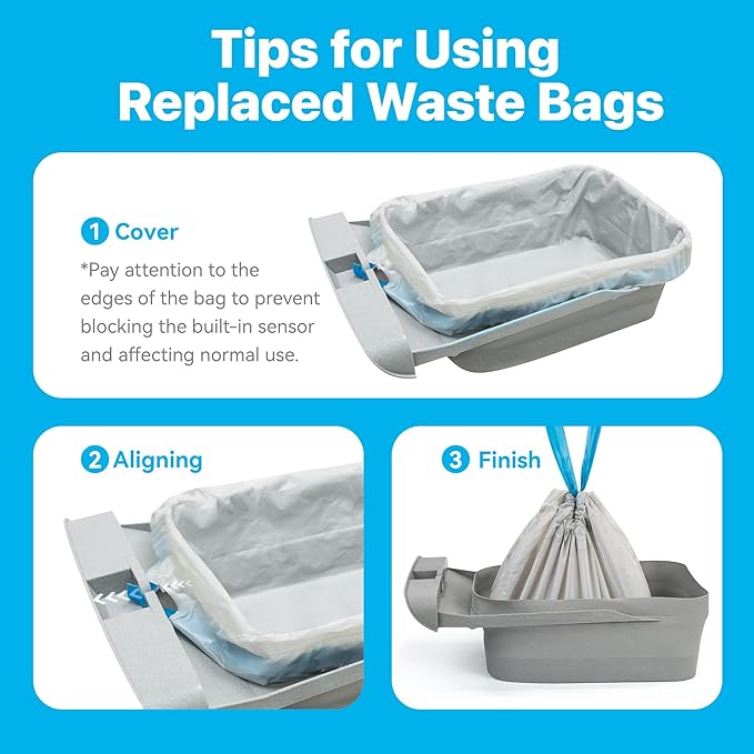 Neakasa Replaced Waste Bags-2 Rolls, Cat Litter Waste Receptacles Bags for M1 Open-Top Self-Cleaning Cat Litter Box (Pack of 2)