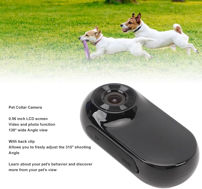 Cat Camera Collar, Pet Collar Camera with Memory Card, HD 1080P Wire Less Dog Tracker Camera Adjustable Mini Action Camera for Video Records (64GB)